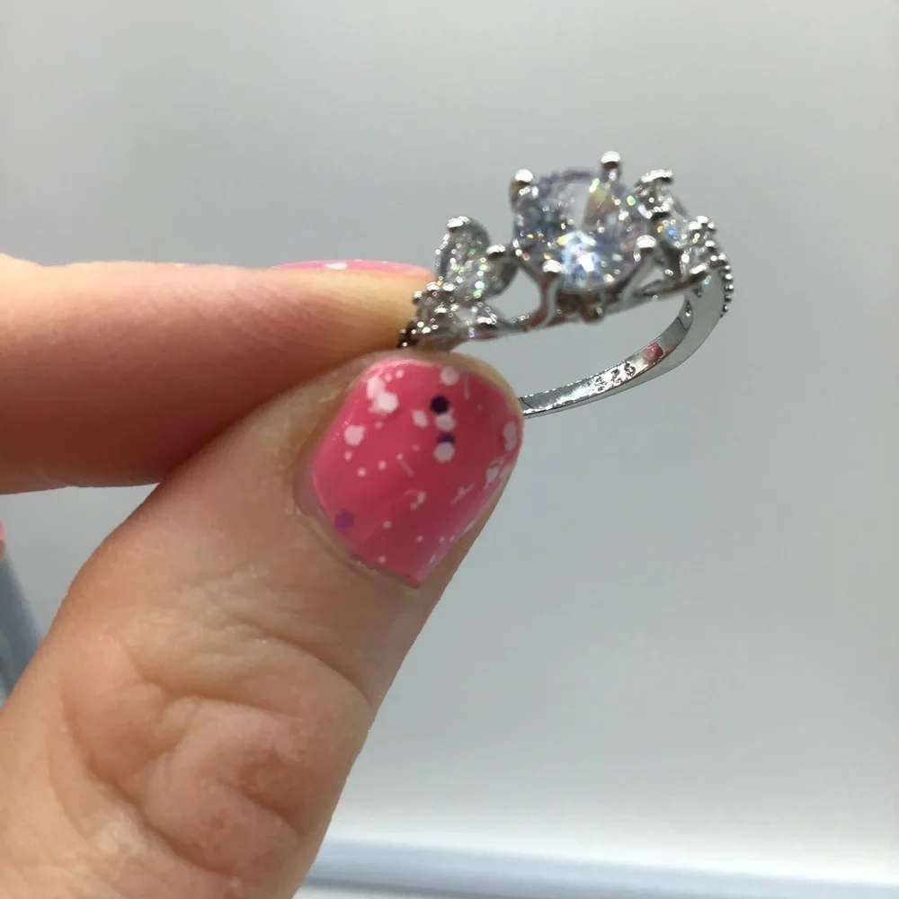 New white crystal fashion engagement ring size 7 - Picture 11 of 16